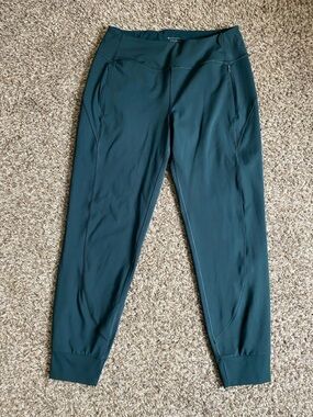 ATHLETA Rainier Jogger Women’s Large Tall Dark Teal Green Zip Pockets Running